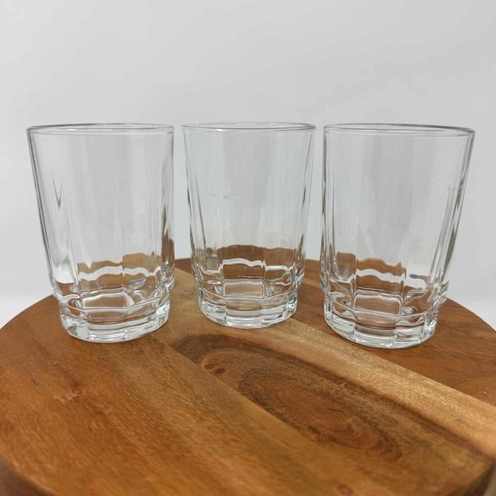 Lot 3 vintage Arcoroc Arcade Bengale clear ribbed Juice Glasses 6oz Read